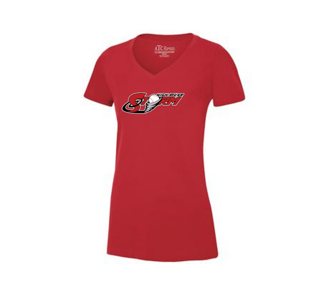 Atc ™ EuroSpun V-Neck Ladies Tee - High River Storm