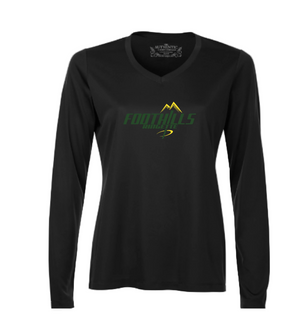 PRO TEAM WOMENS LONGSLEEVE V NECK TEE- FOOTHILLS RINGETTE