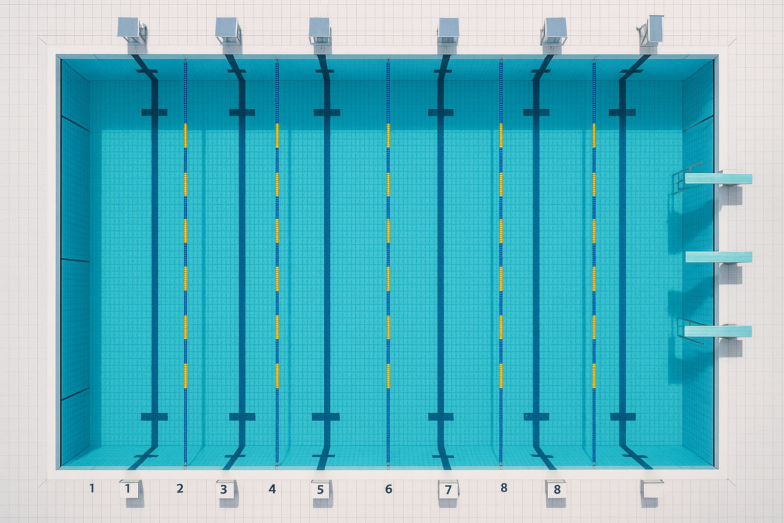 create an over head view of a professional swimming pool 