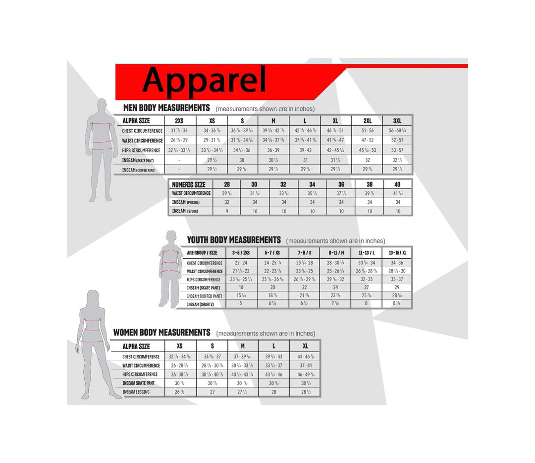 CCM SIZE CHART – Classic Collection